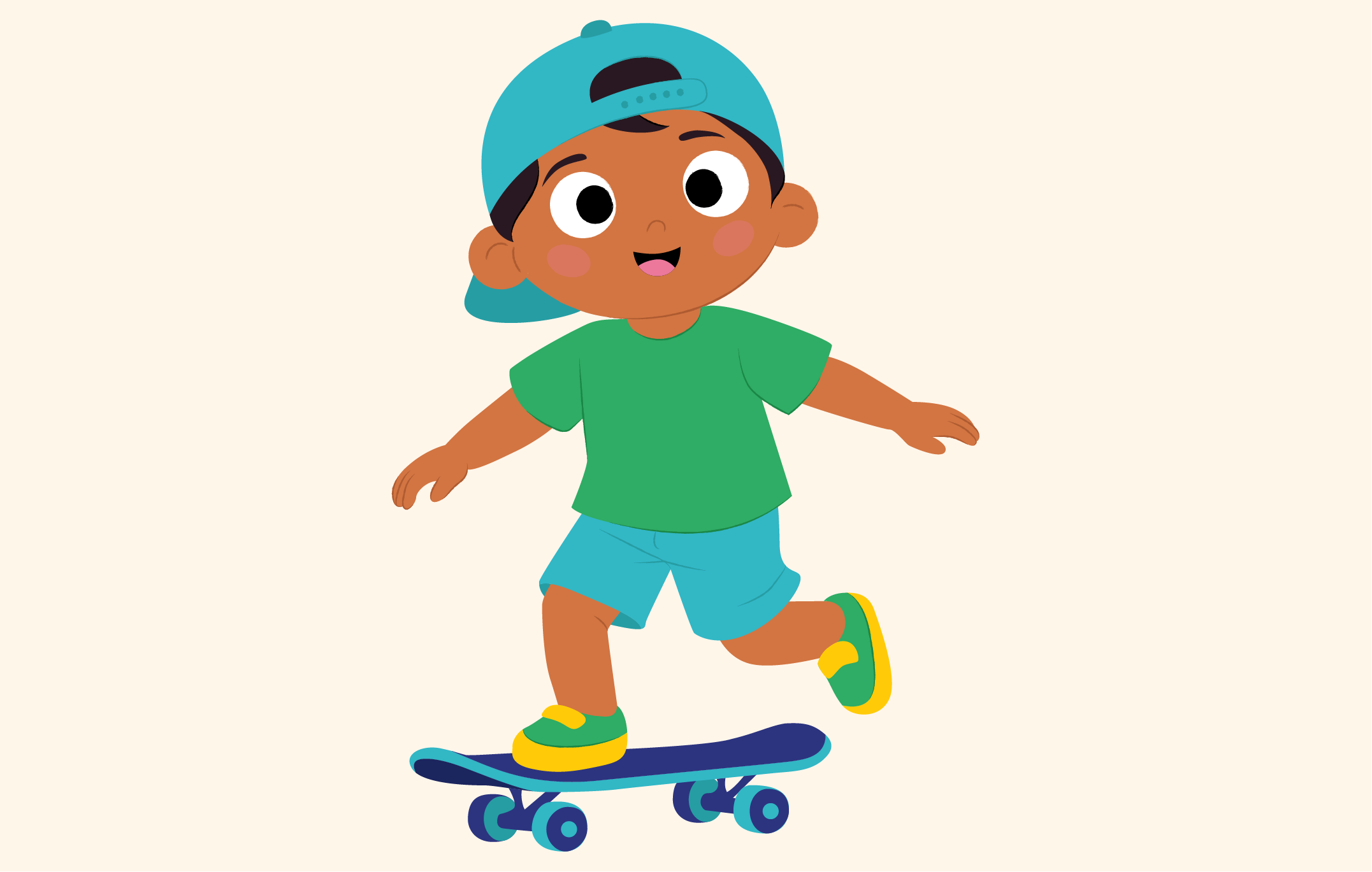 Ravi, the Kids Travel Packs thinker — a young boy with a skateboard