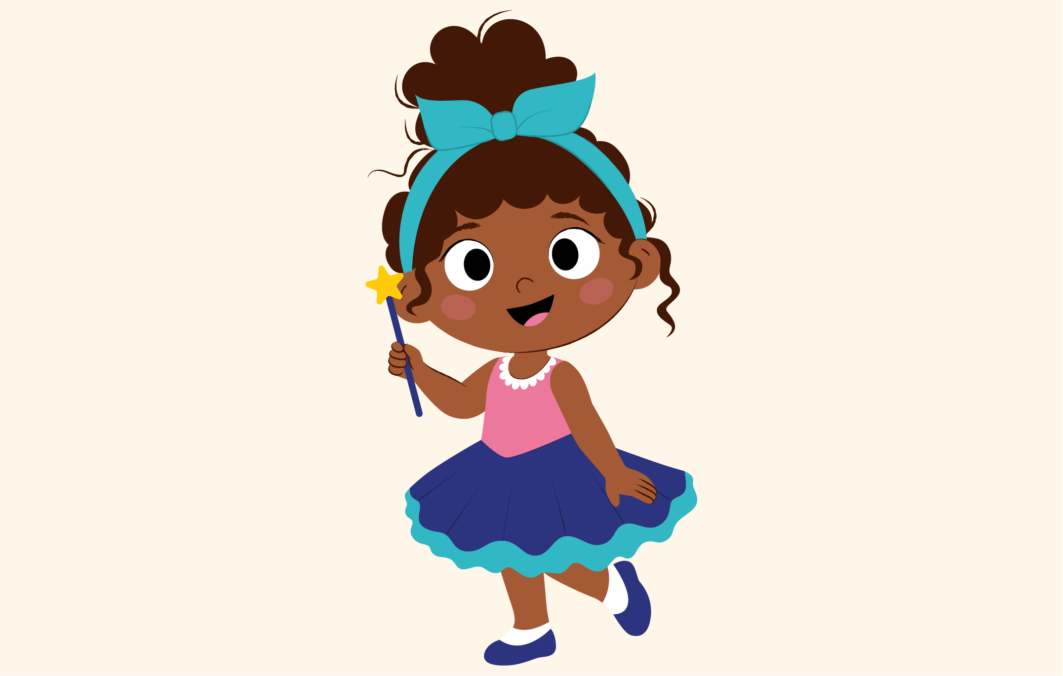 Tilly, the Kids Travel Packs innocent — a young girl holding a magic wand